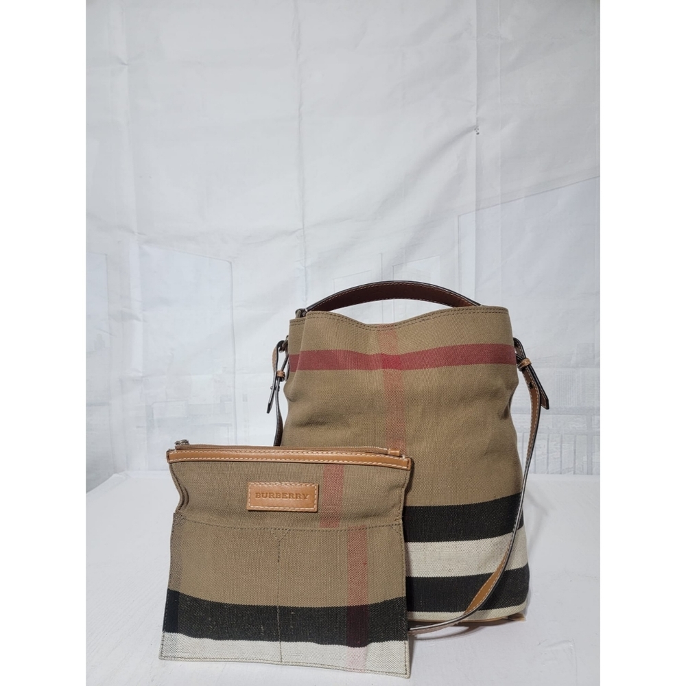 Authentic BURBERRY Ashby Handbag House Check Canvas Medium